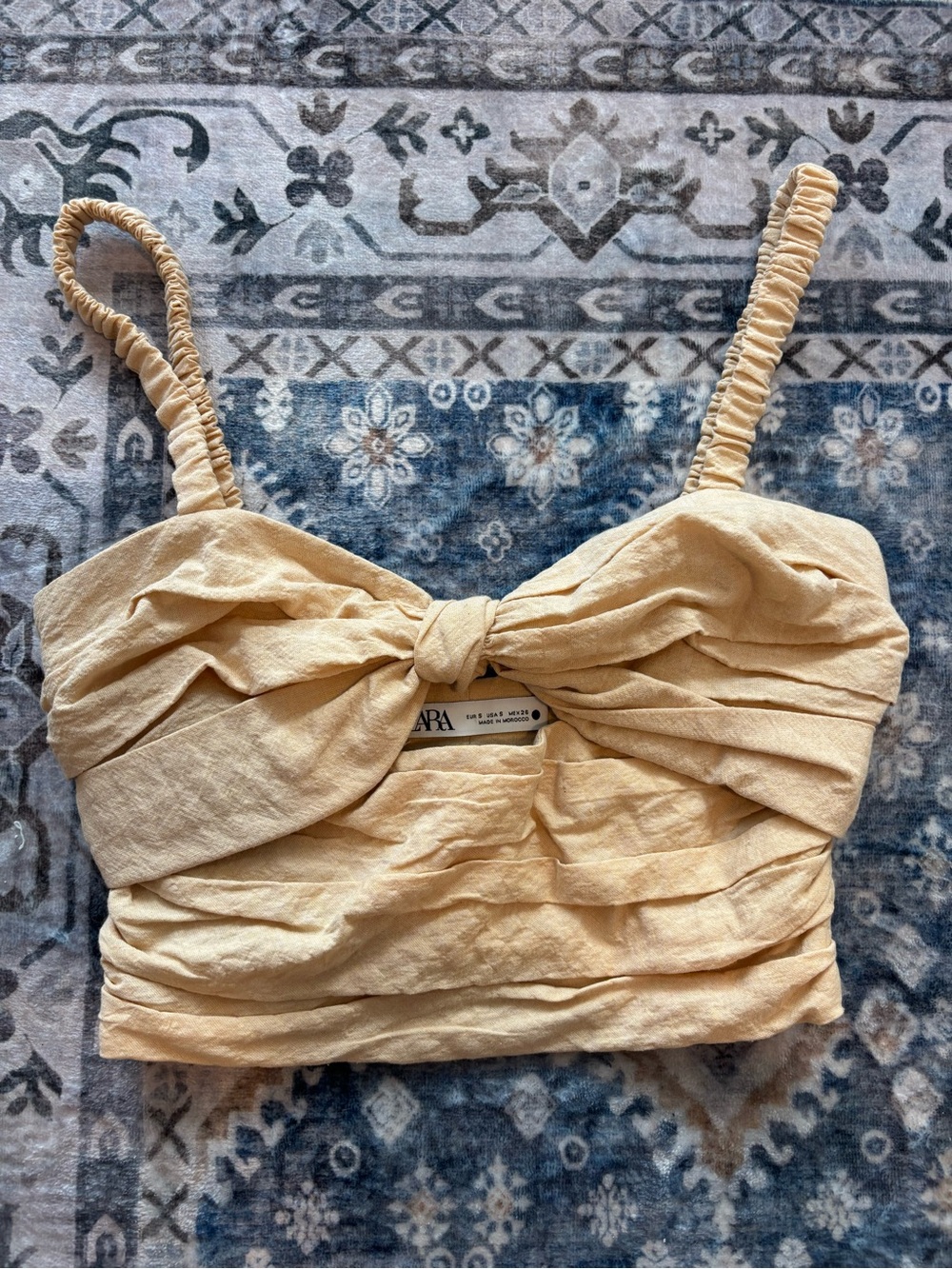 NWOT Zara Ruched Tan Crop Top